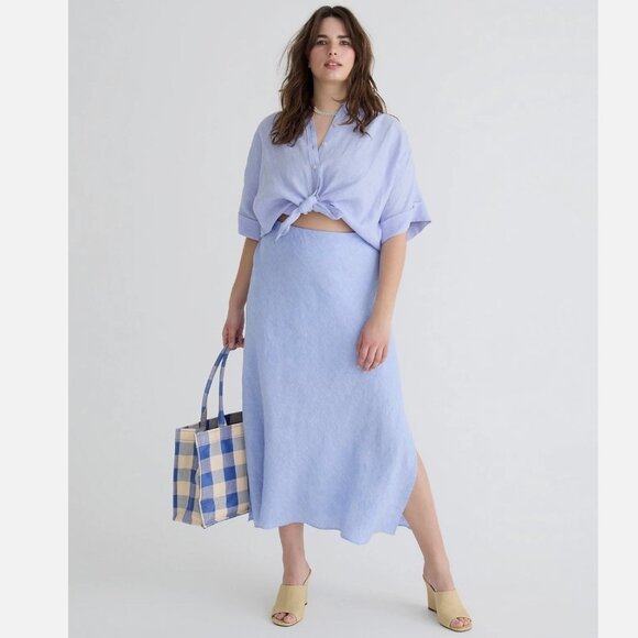 J Crew Gwyneth Slip Skirt in Linen French Blue